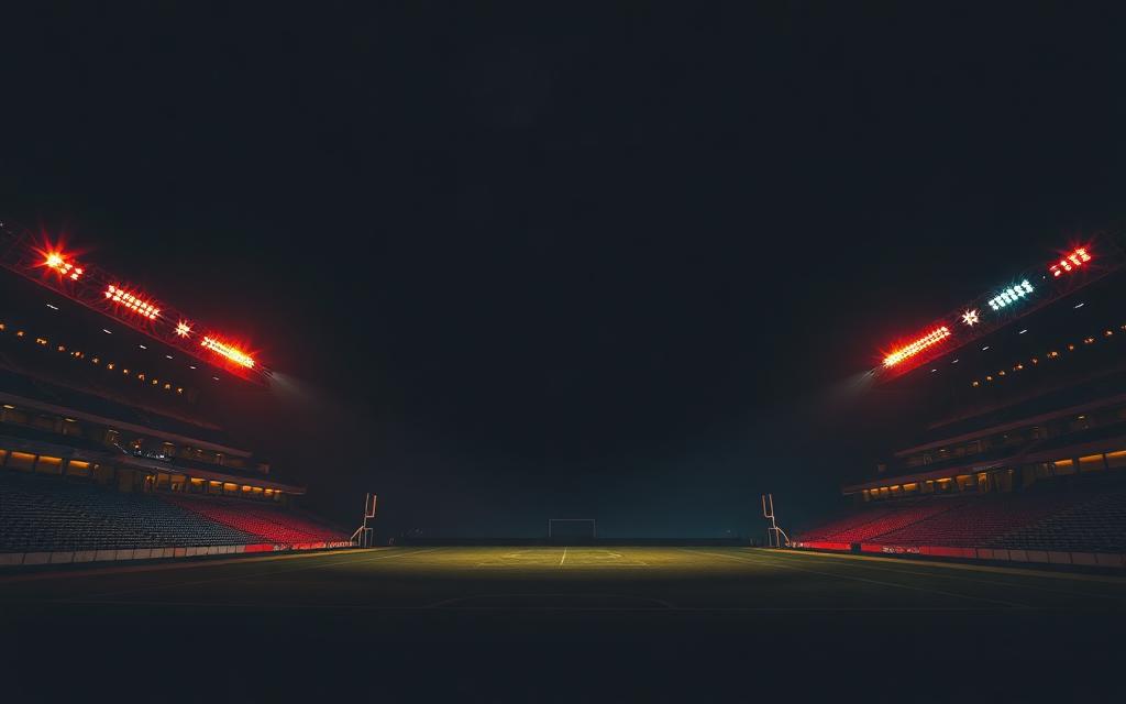 Estadio iluminado de noche